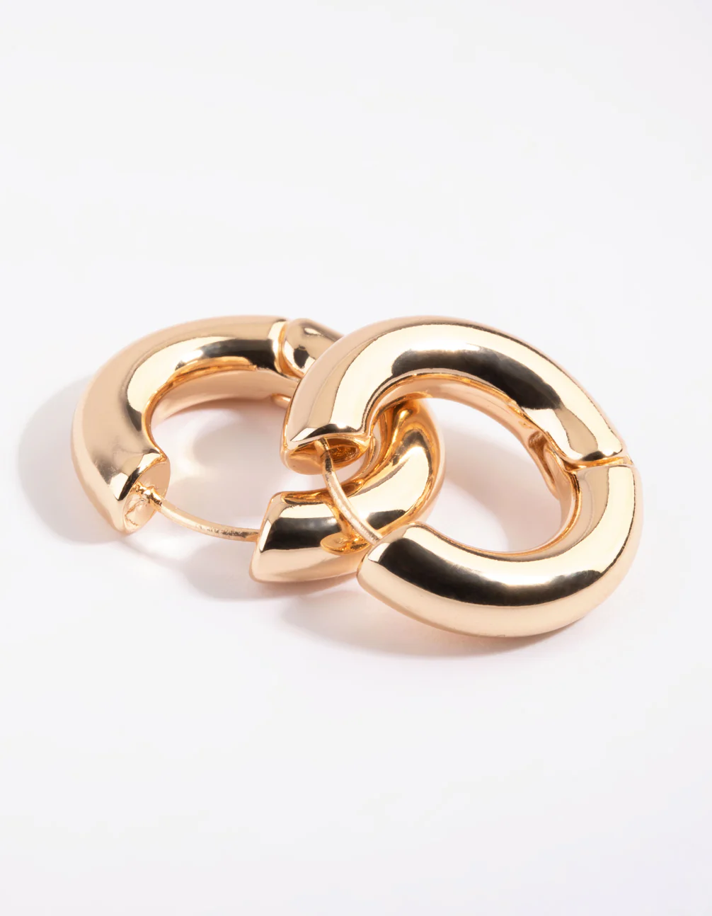 Gold Chunky Huggie Hoop Earrings - Image 4