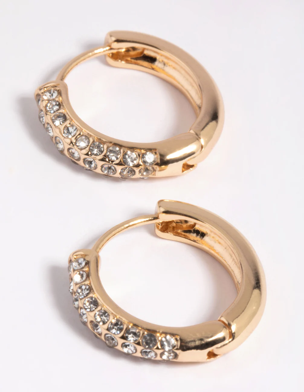 Gold Diamante Huggie Hoop Earrings - Image 3