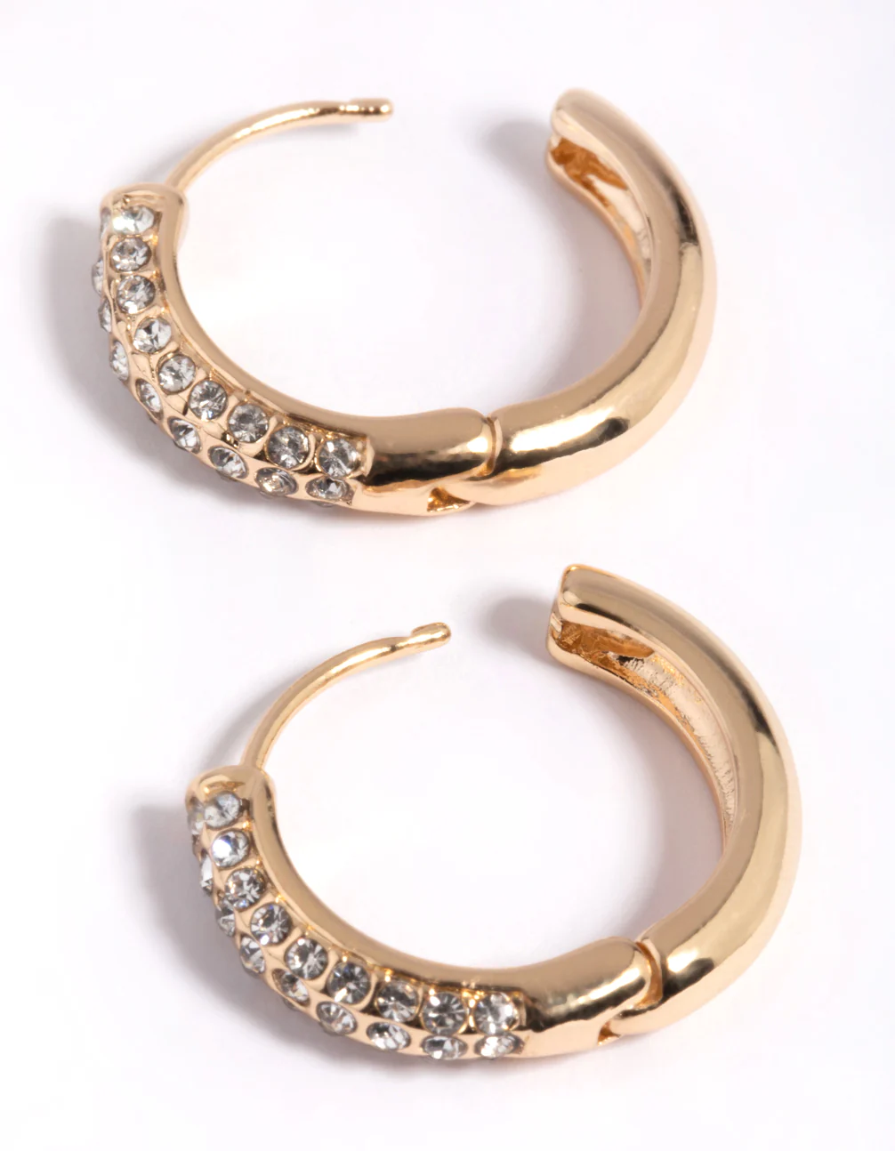 Gold Diamante Huggie Hoop Earrings - Image 4