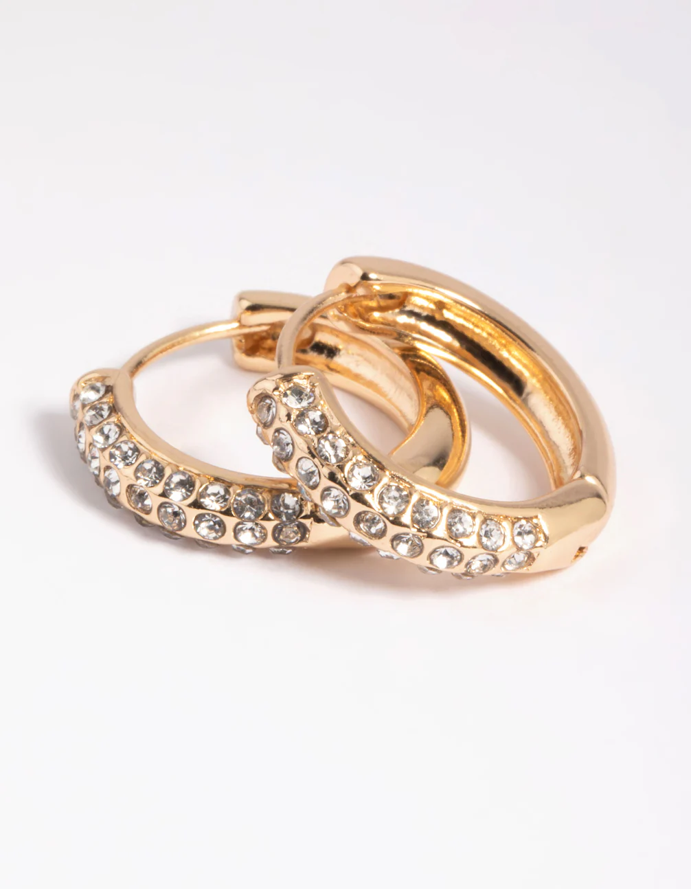 Gold Diamante Huggie Hoop Earrings - Image 5