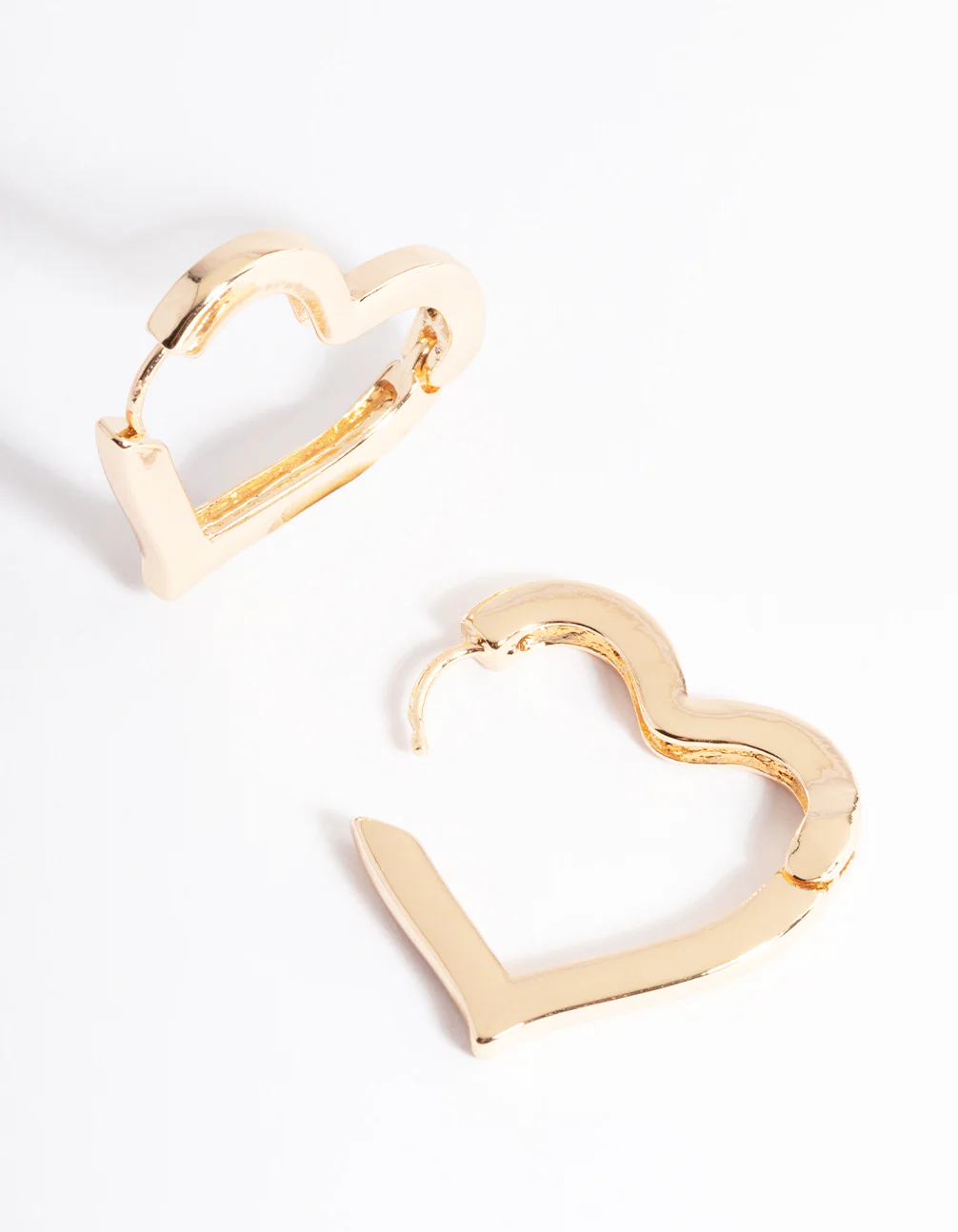 Gold Large Heart Huggie Earrings - Image 2