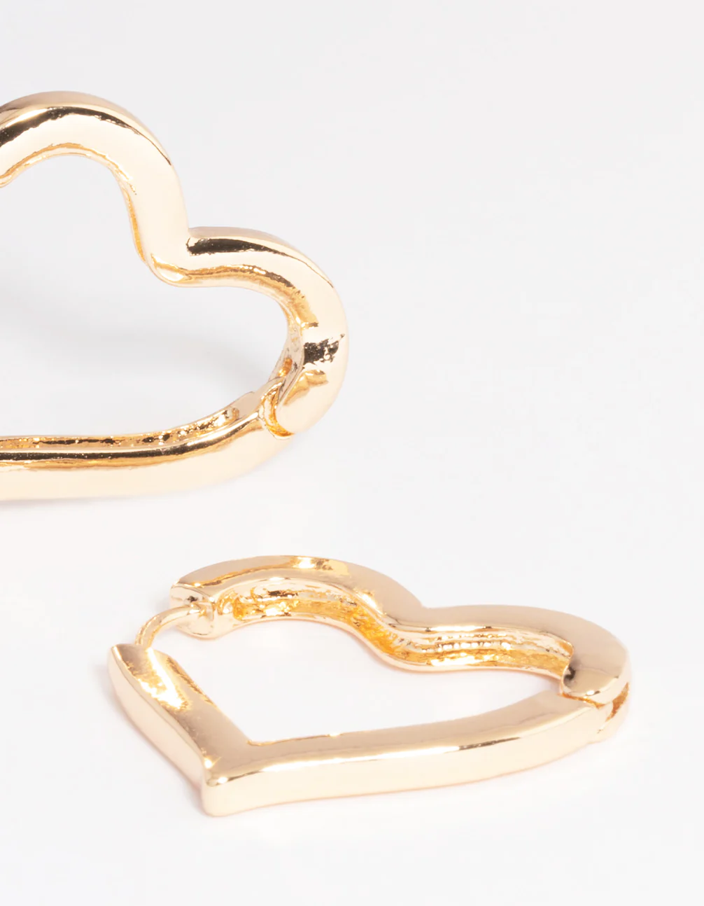 Gold Large Heart Huggie Earrings - Image 3