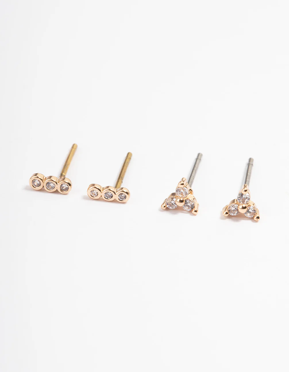 Gold Mini Cubic Zirconia Stud Earrings Pack - Image 2