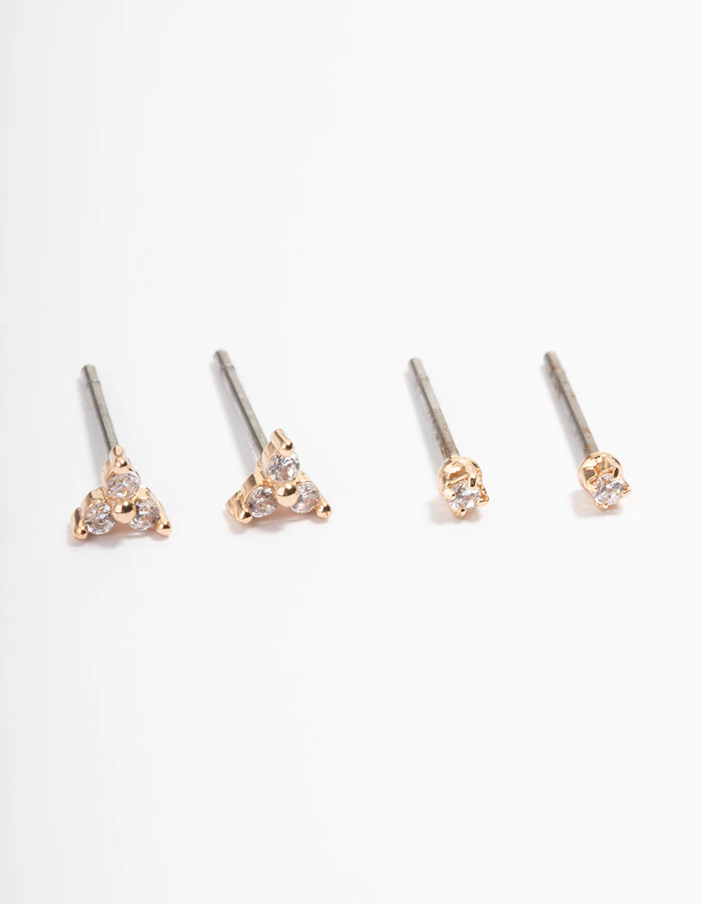 Gold Mini Cubic Zirconia Stud Earrings Pack - Image 3