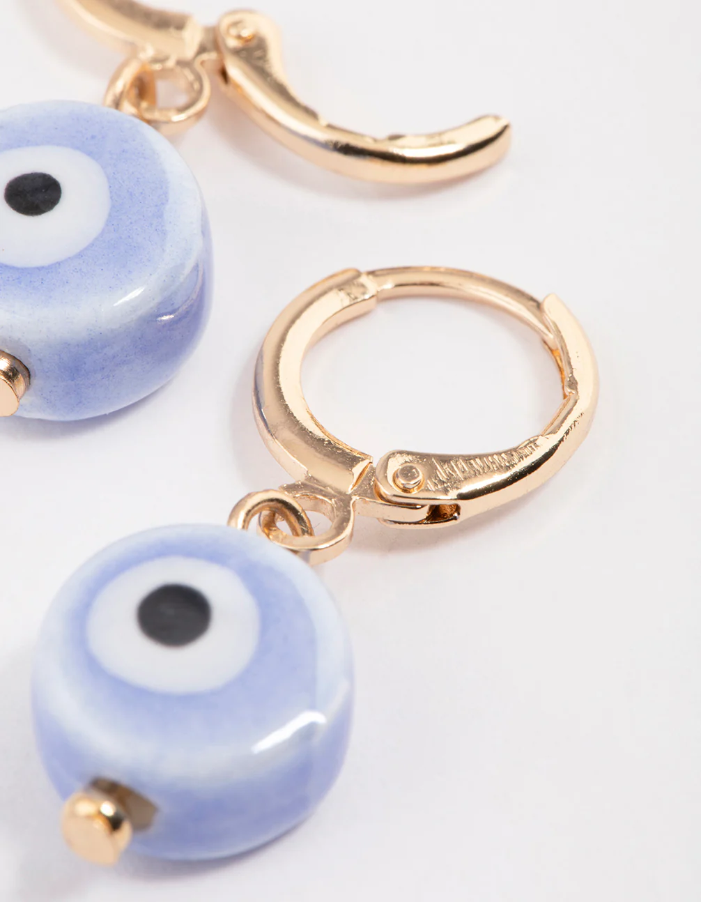 Gold Mini Evil Eye Huggie Earrings - Image 2