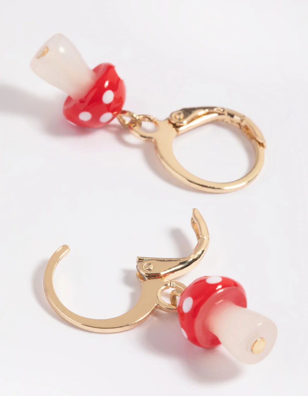 Red Mushroom Huggie Hoop Earrings - Image 3