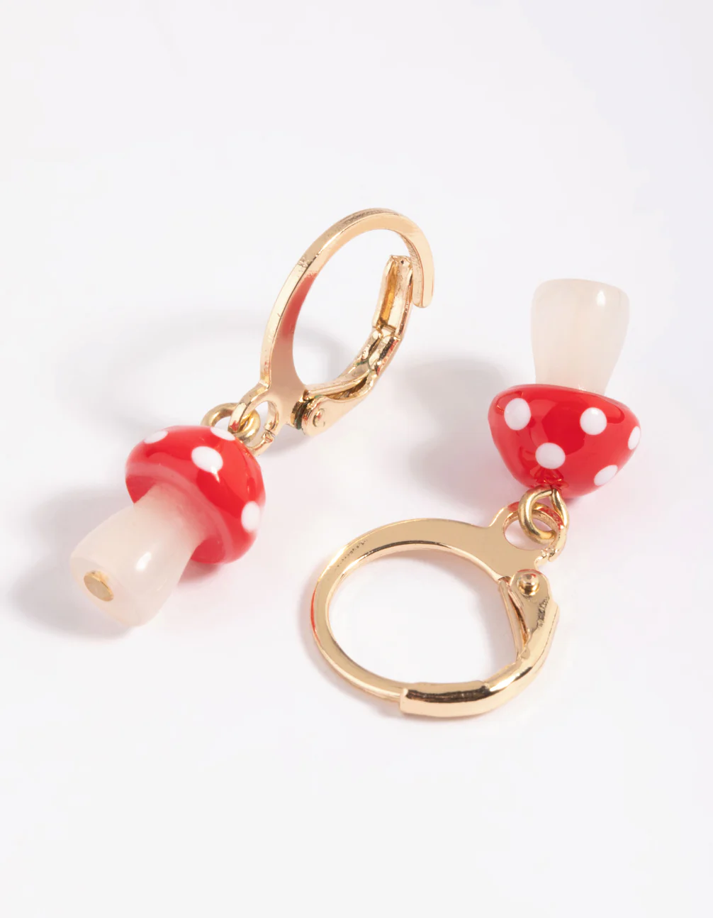 Red Mushroom Huggie Hoop Earrings - Image 4