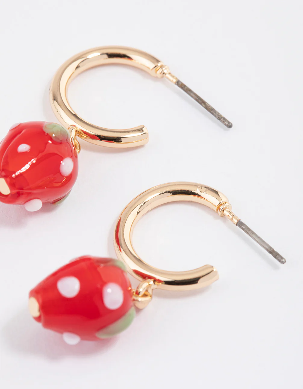 Red Mini Strawberry Huggie Earrings - Image 2