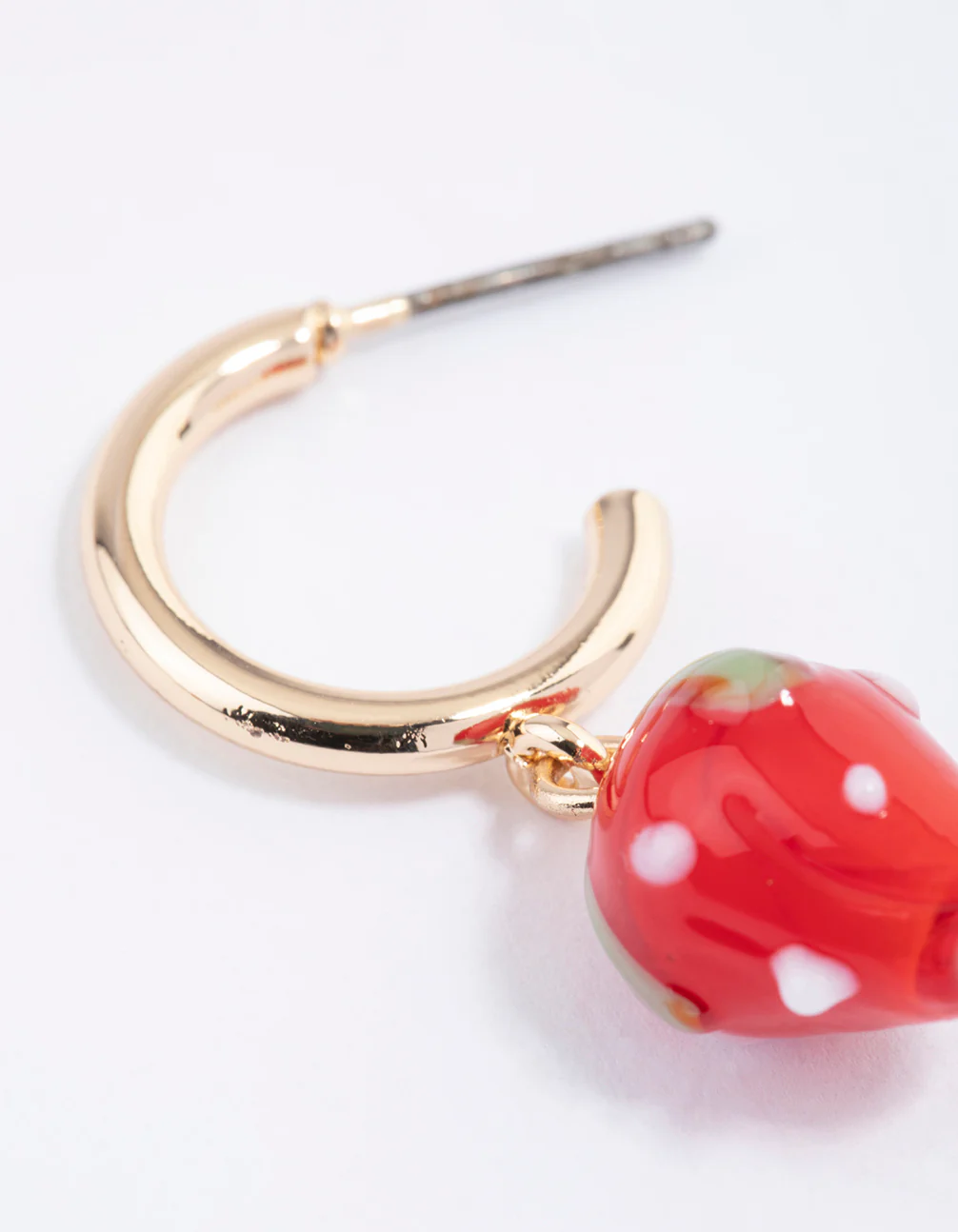Red Mini Strawberry Huggie Earrings - Image 3