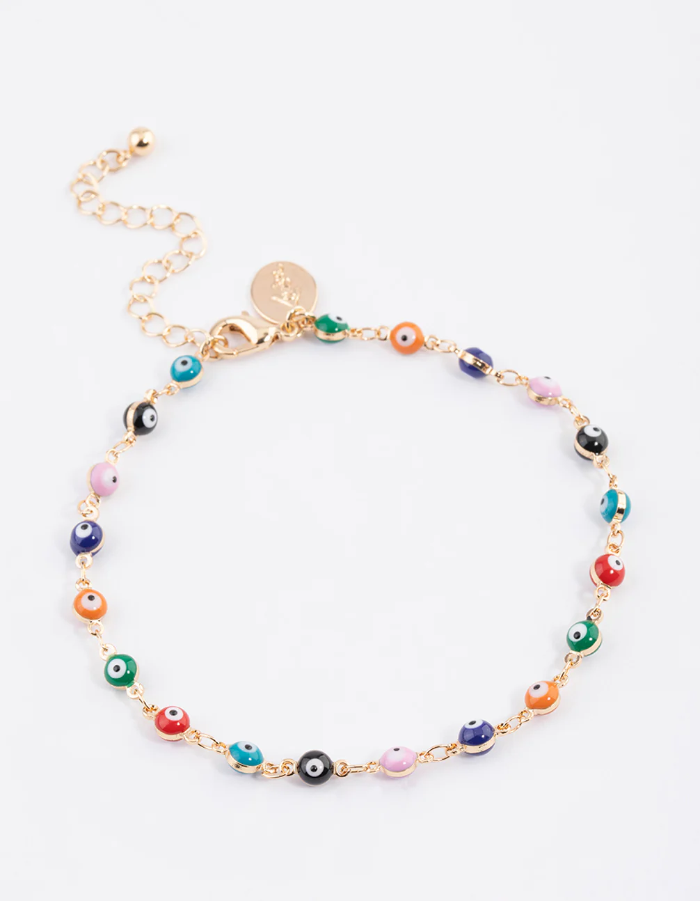 Gold Evil Eye Layered Chain Anklet - Image 2