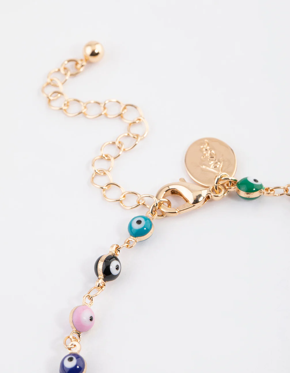 Gold Evil Eye Layered Chain Anklet - Image 3