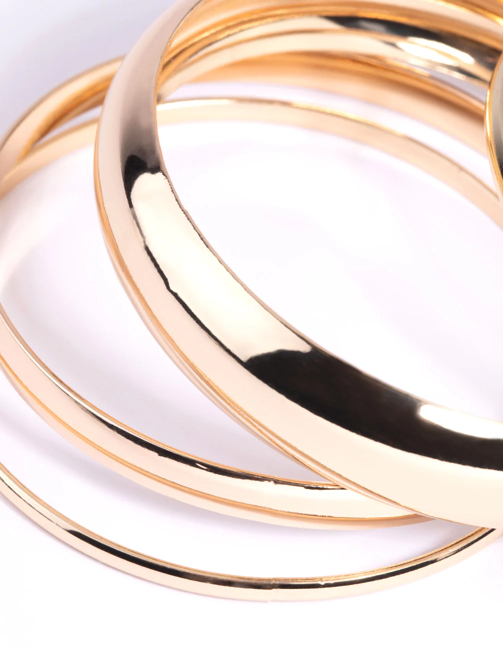 Gold Thick & Thin Bangle Bracelet 4-Pack - Image 3