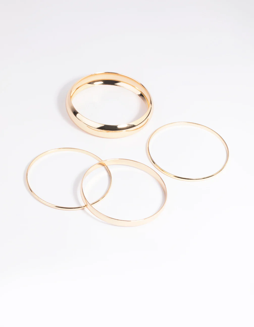Gold Thick & Thin Bangle Bracelet 4-Pack - Image 4