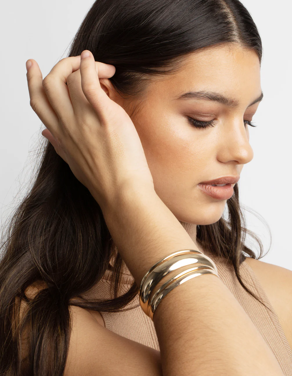 Gold Thick & Thin Bangle Bracelet 4-Pack - Image 5