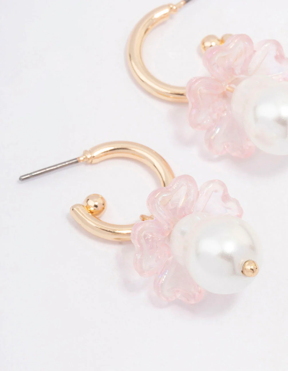 Gold Mushroom Pearl Drop Huggie Earrings - Image 2