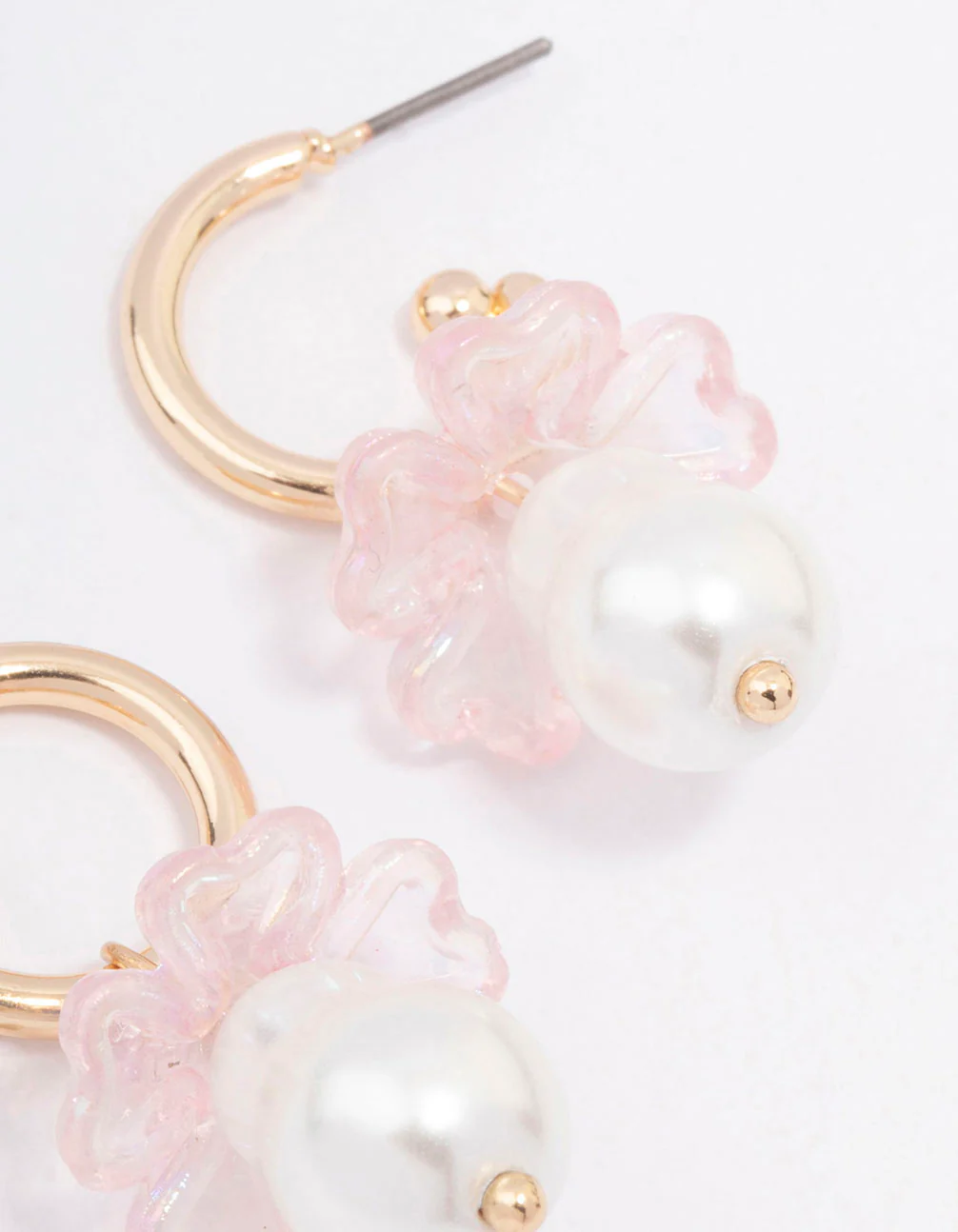 Gold Mushroom Pearl Drop Huggie Earrings - Image 3
