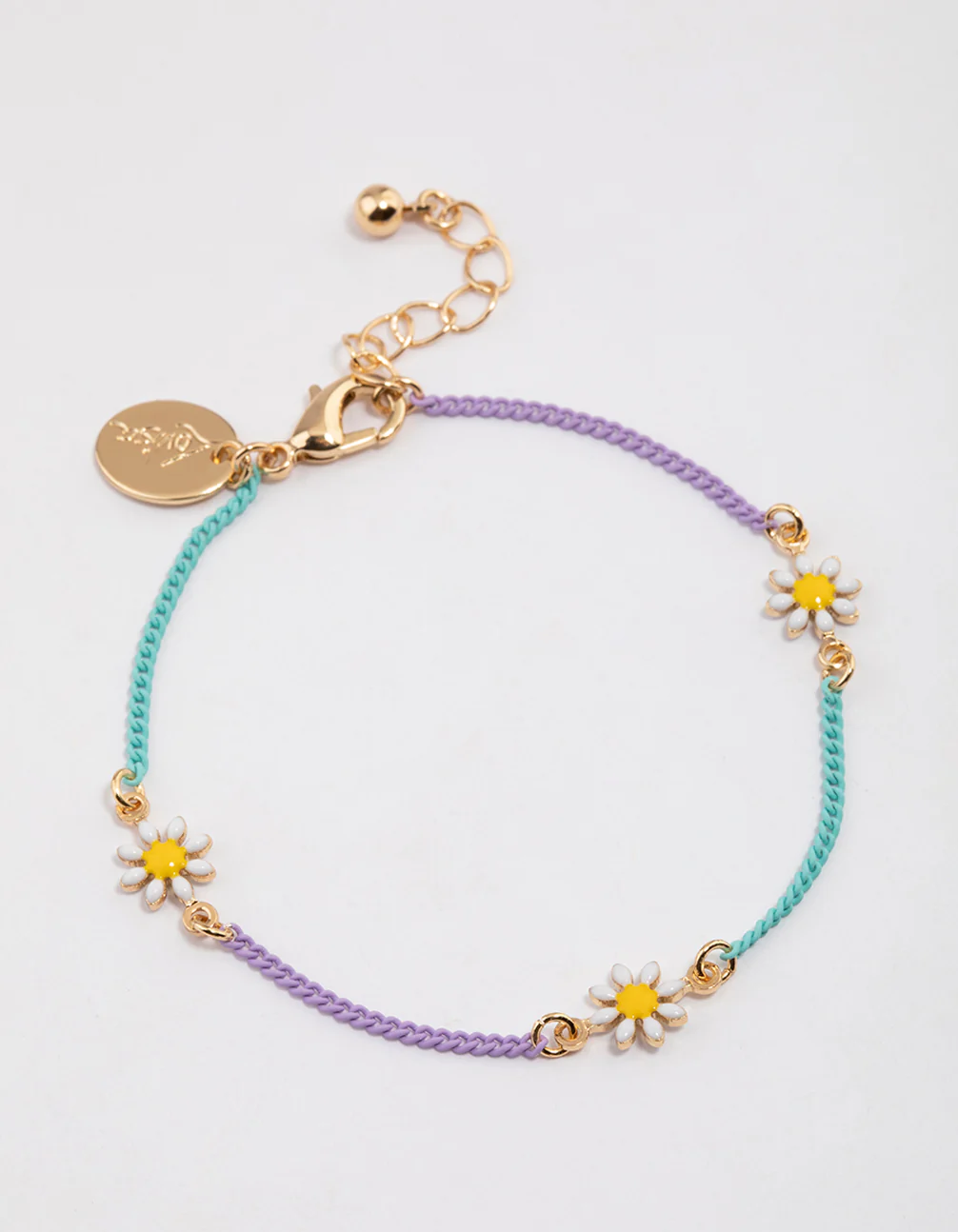 Gold Mixed Chain Daisy Bracelet - Image 2
