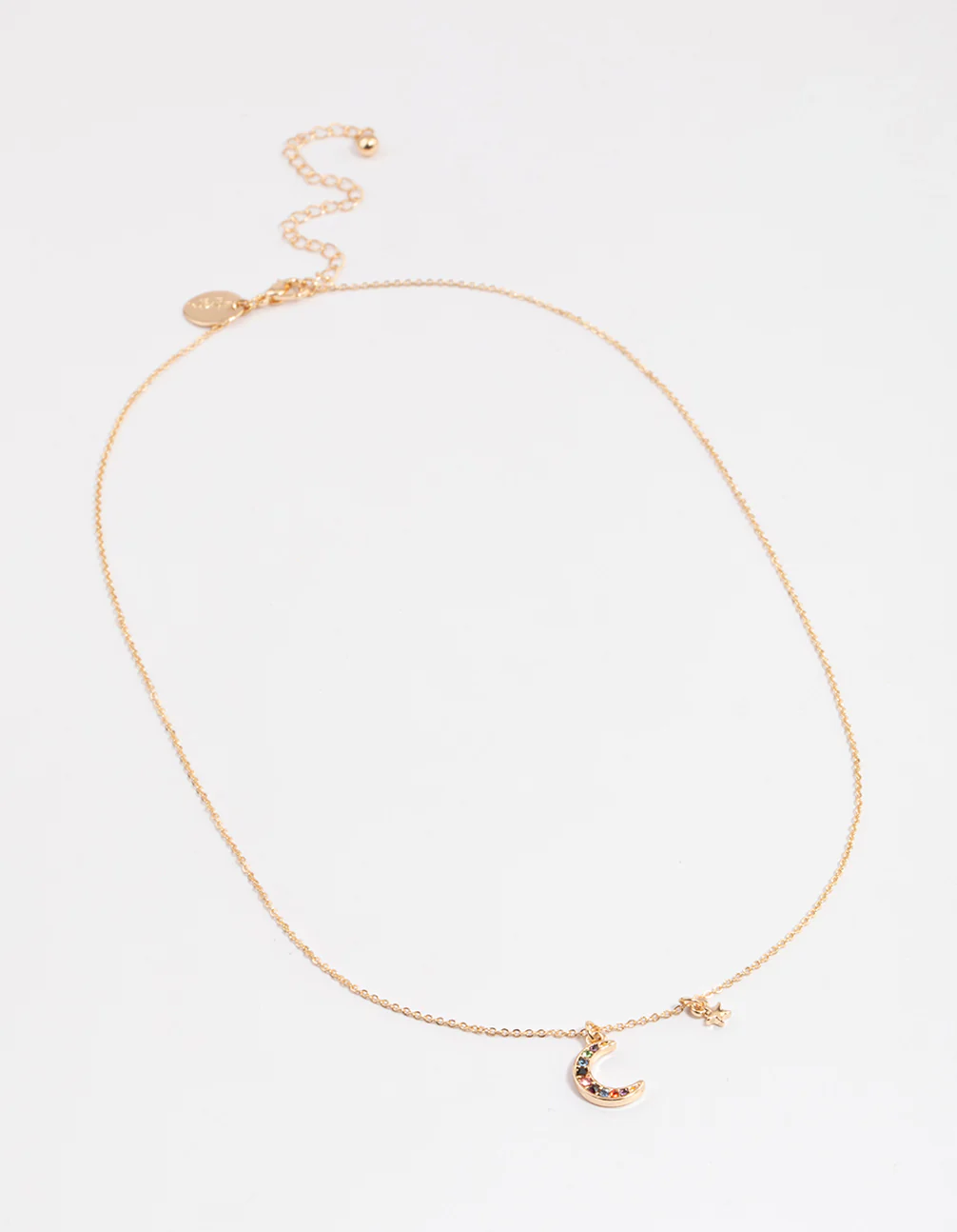 Gold Mixed Diamante Moon Pendant Necklace - Image 2