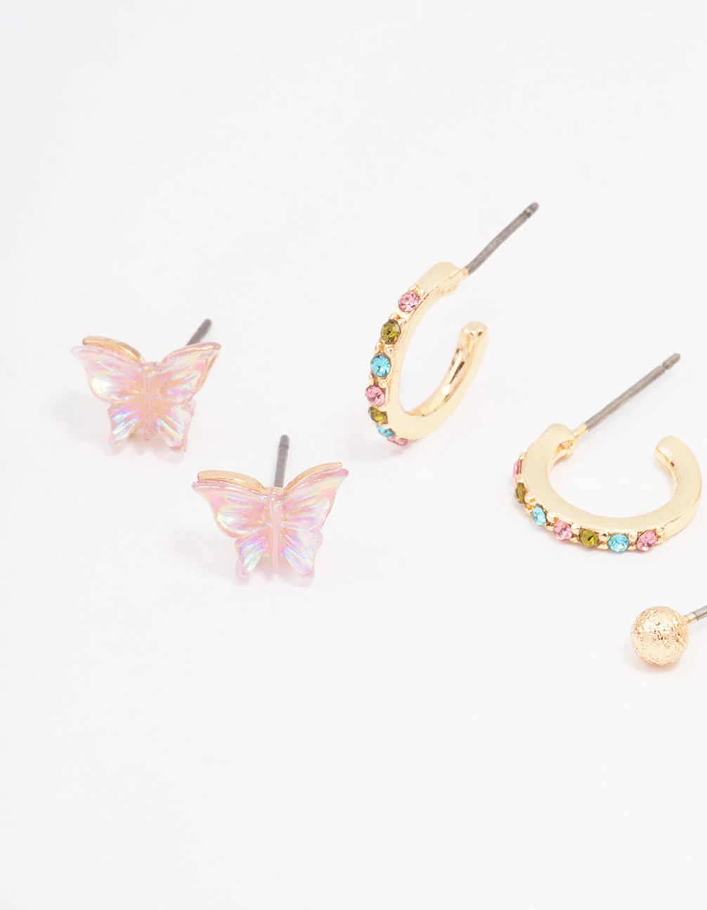 Gold Mixed Hoop & Stud Earrings 4-Pack - Image 2