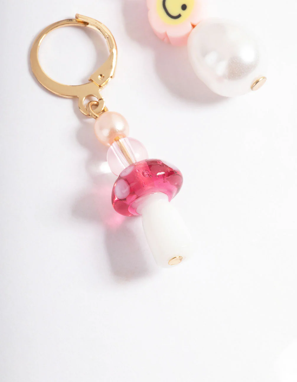 Pink Smile & Mushroom Earrings - Image 2
