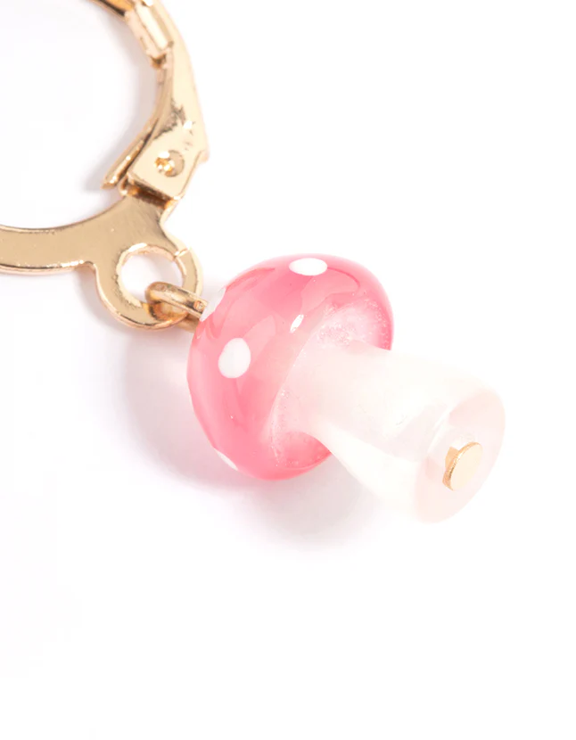 Pink Mini Mushroom Huggie Earrings - Image 4
