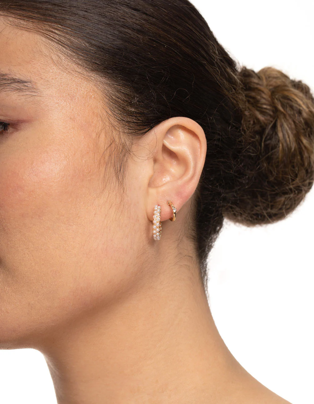 Gold Pearl Diamante Hoop & Stud Earring 6-Pack - Image 2