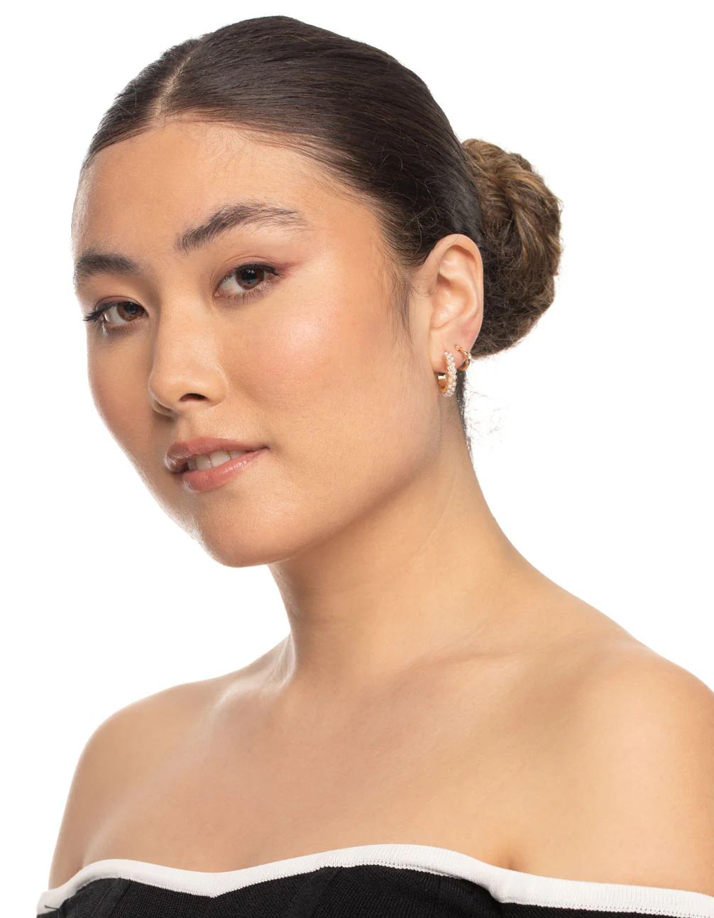 Gold Pearl Diamante Hoop & Stud Earring 6-Pack - Image 3
