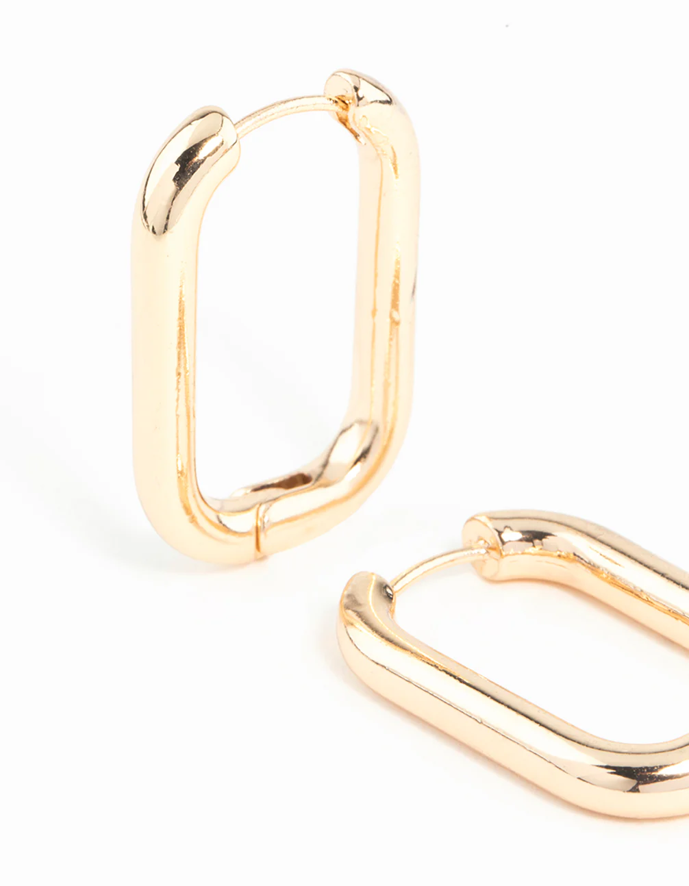 Gold Square Huggie Earrings - Image 2