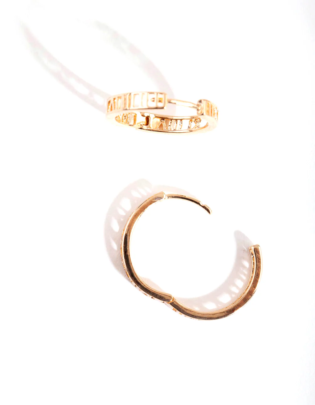 Gold Roman Numeral Hoop Earrings - Image 2