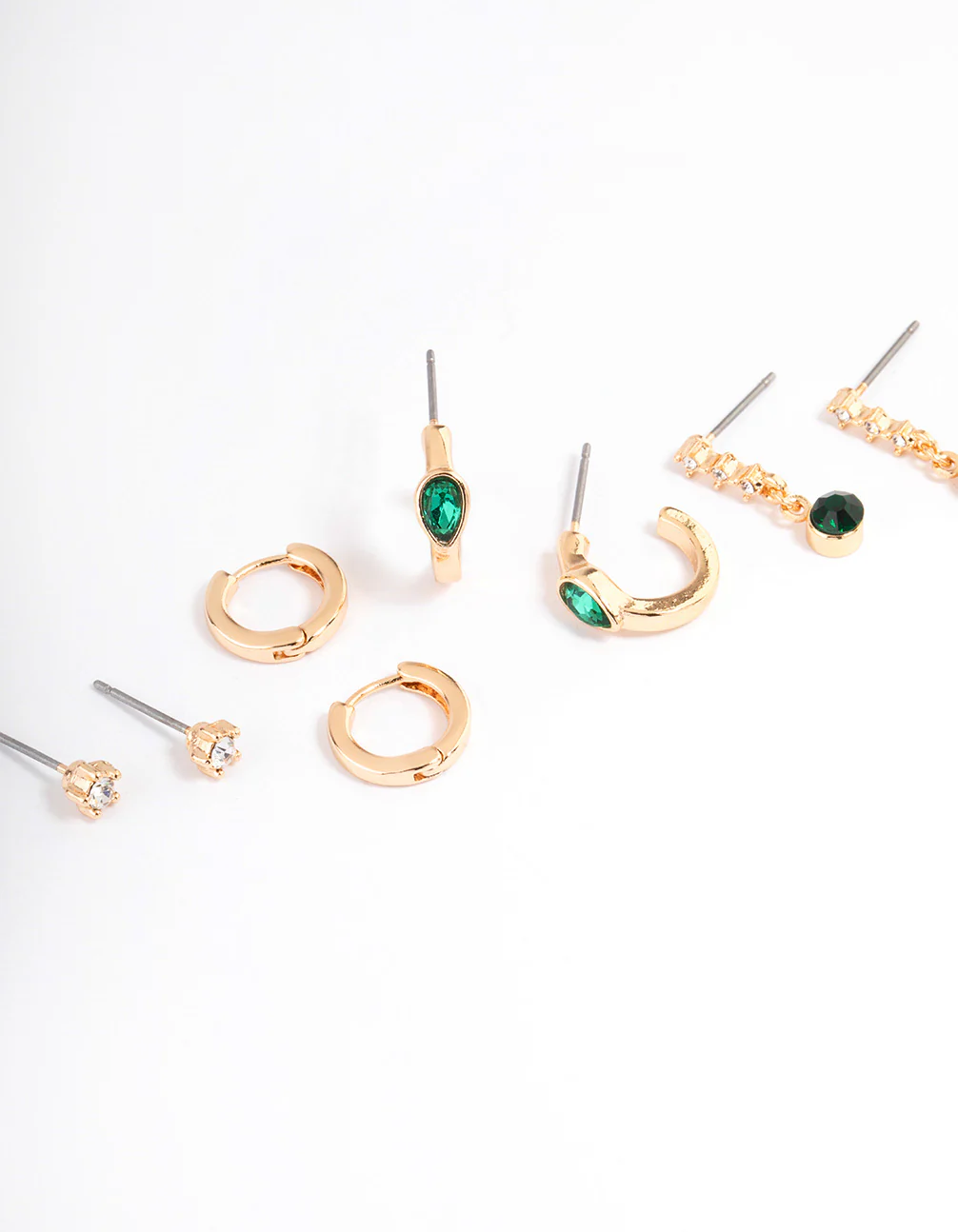 Green Staple Round & Pearl Earrings 5-Pack - Image 2