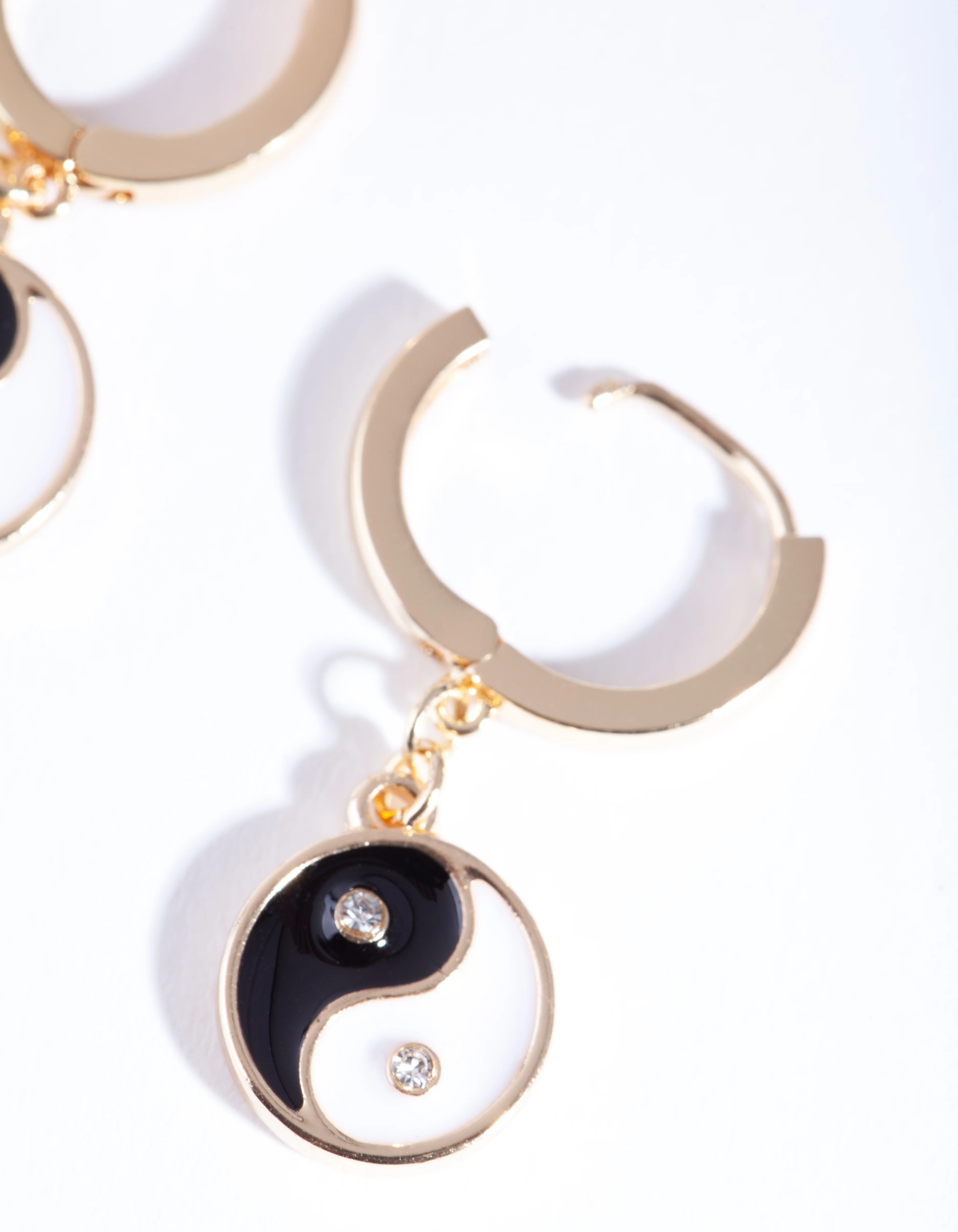 Gold Yin & Yang Huggie Earrings - Image 2