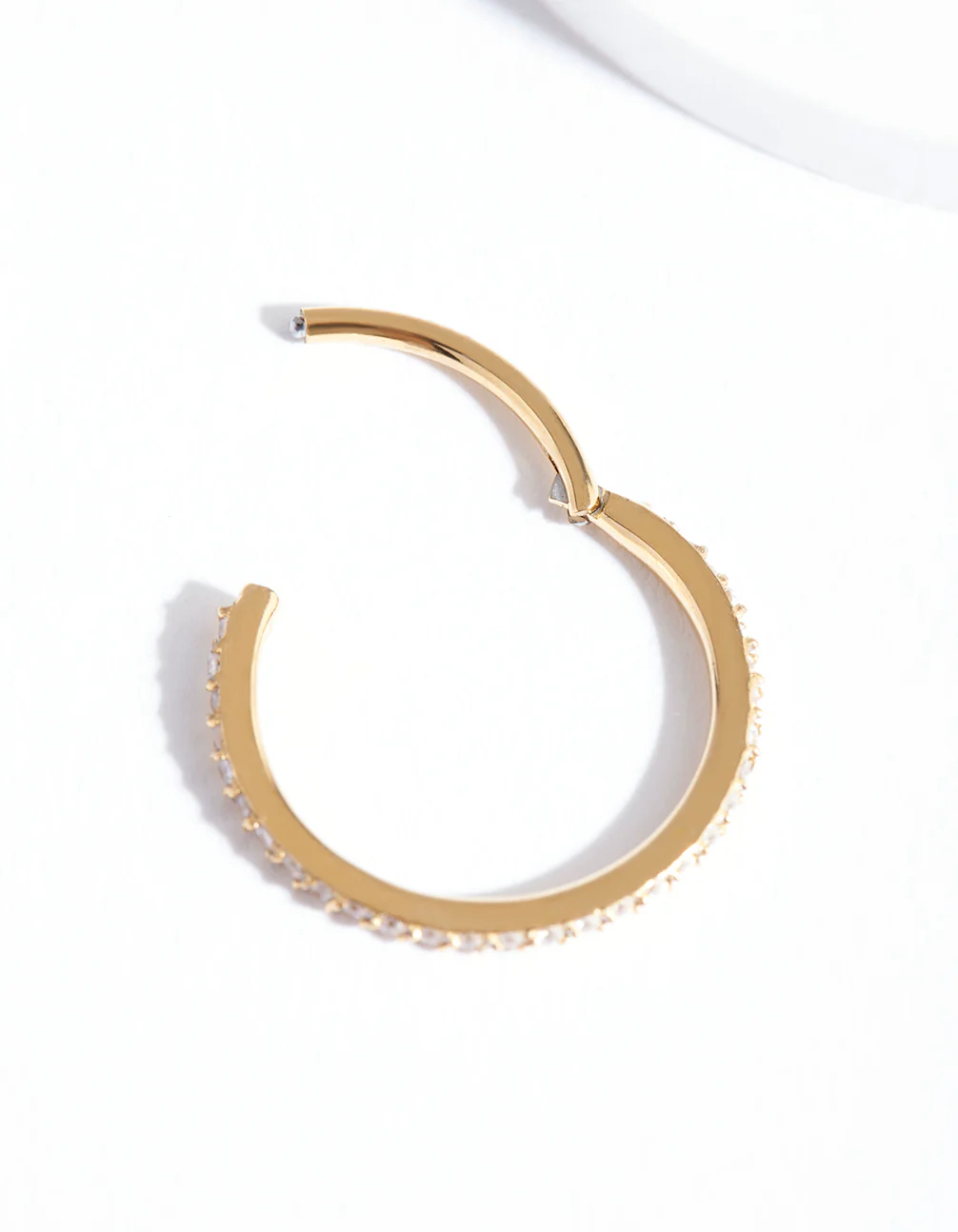 Gold Cubic Zirconia Band Clicker Earring - Image 2