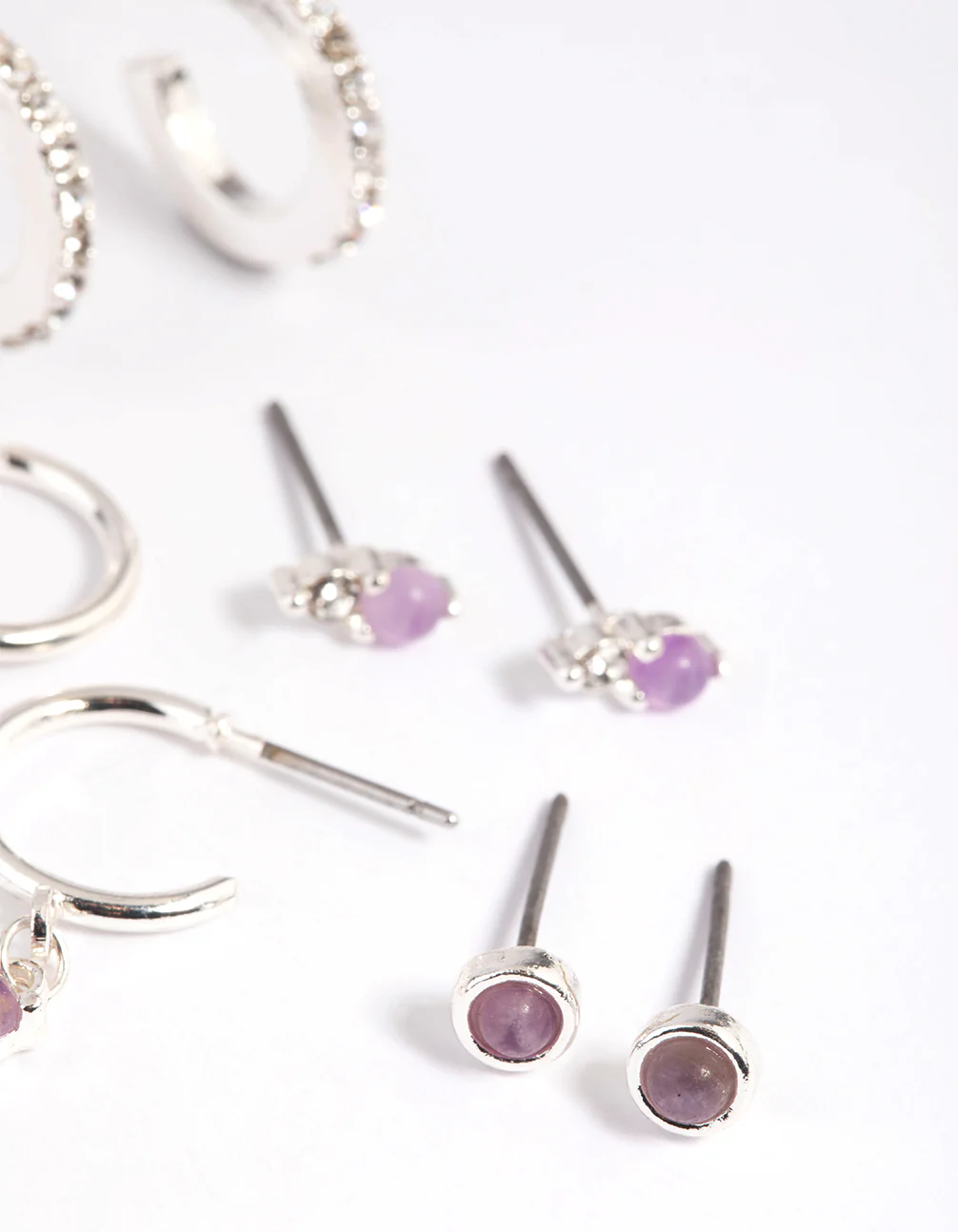Purple Amethyst Diamante Earring Stack Pack - Image 3