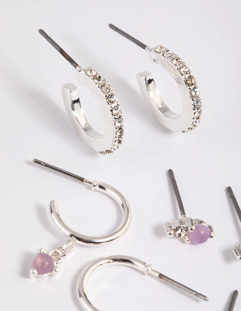 Purple Amethyst Diamante Earring Stack Pack - Image 4