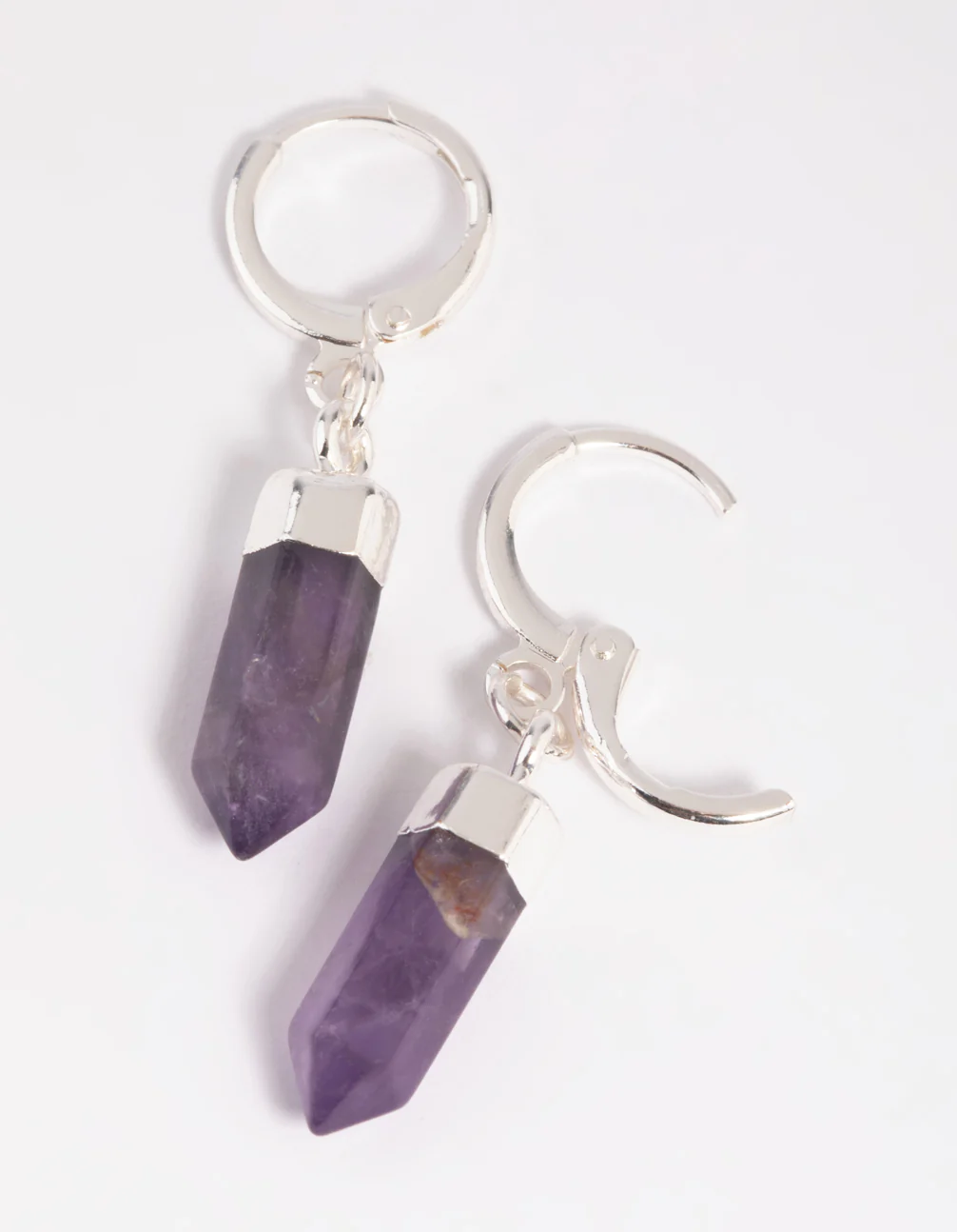 Purple Amethyst Shard Huggie-Hoop Earrings - Image 4