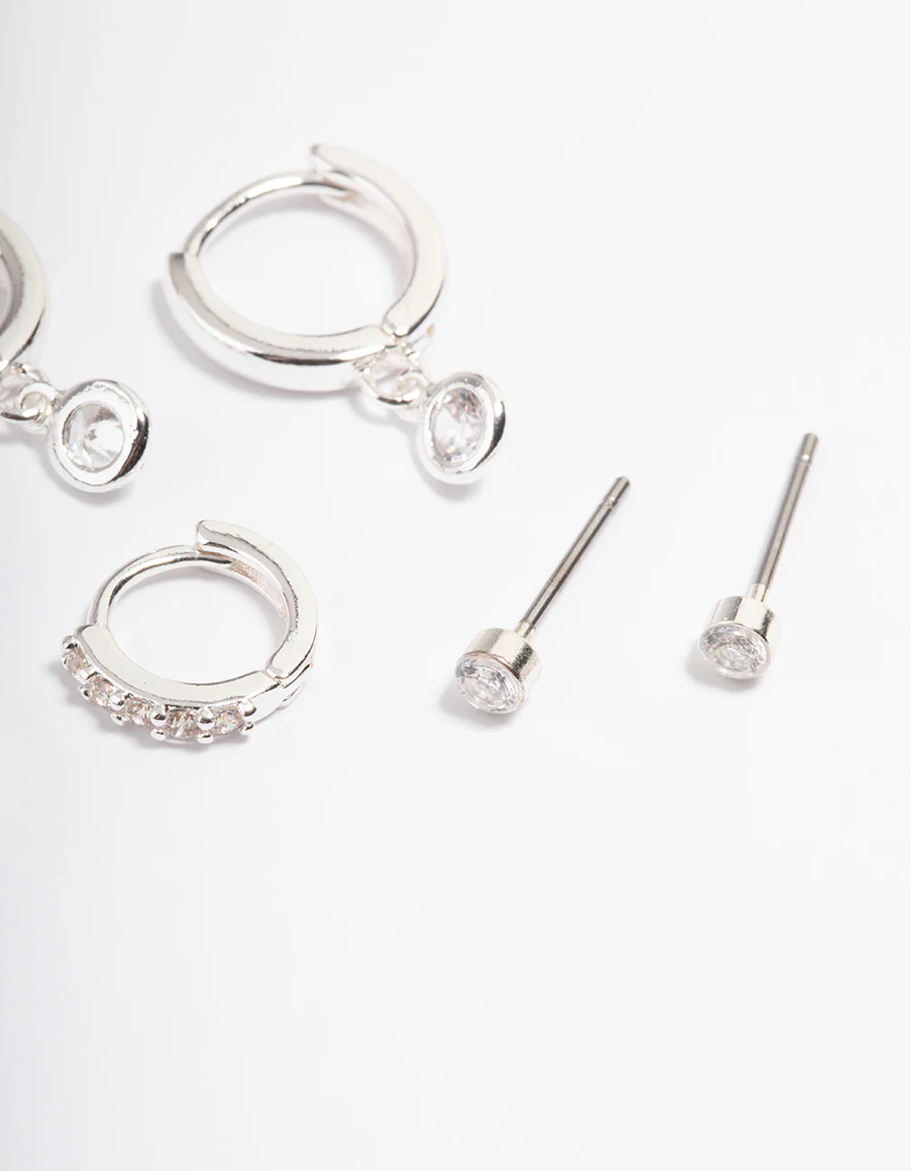 Silver Clear Stud & Huggies Pack - Image 3