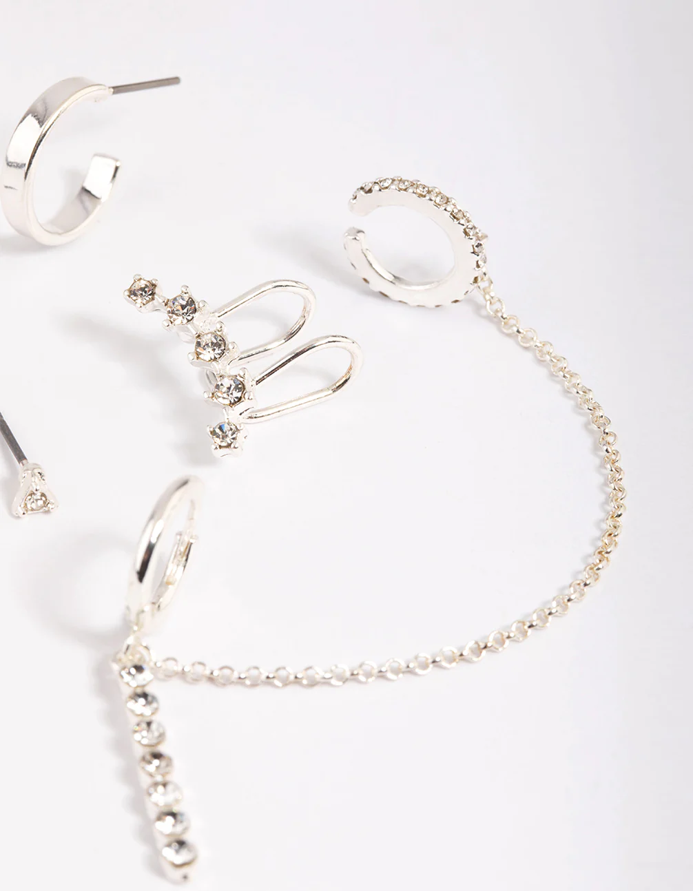 Silver Clear Stone Stud Earring Pack - Image 3