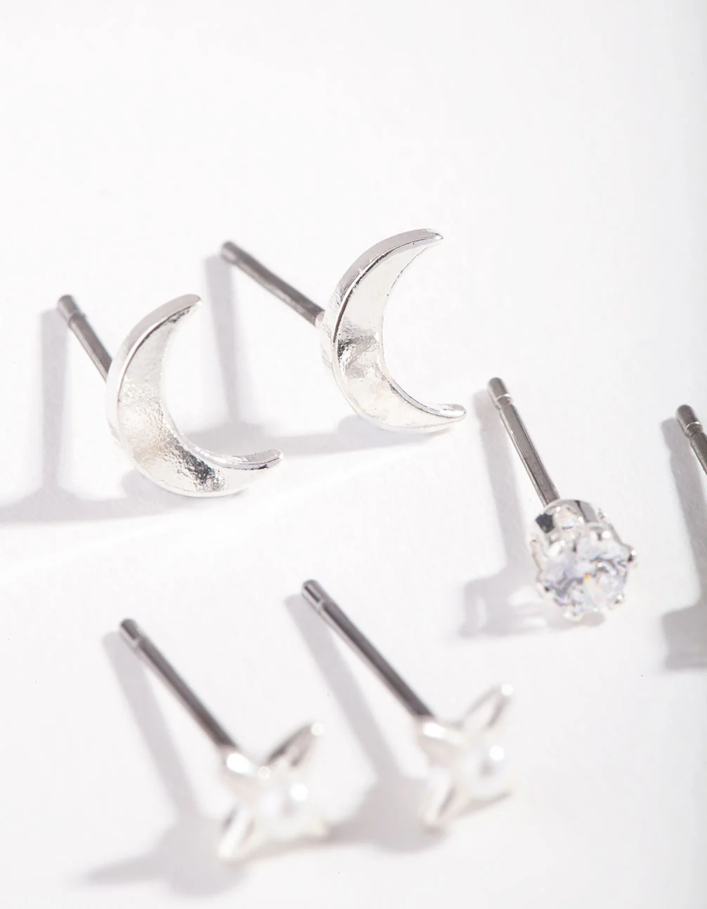 Silver Crescent Moon Pearl Micro Ear Stacker - Image 2
