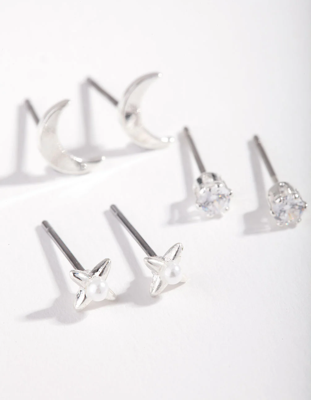 Silver Crescent Moon Pearl Micro Ear Stacker - Image 3