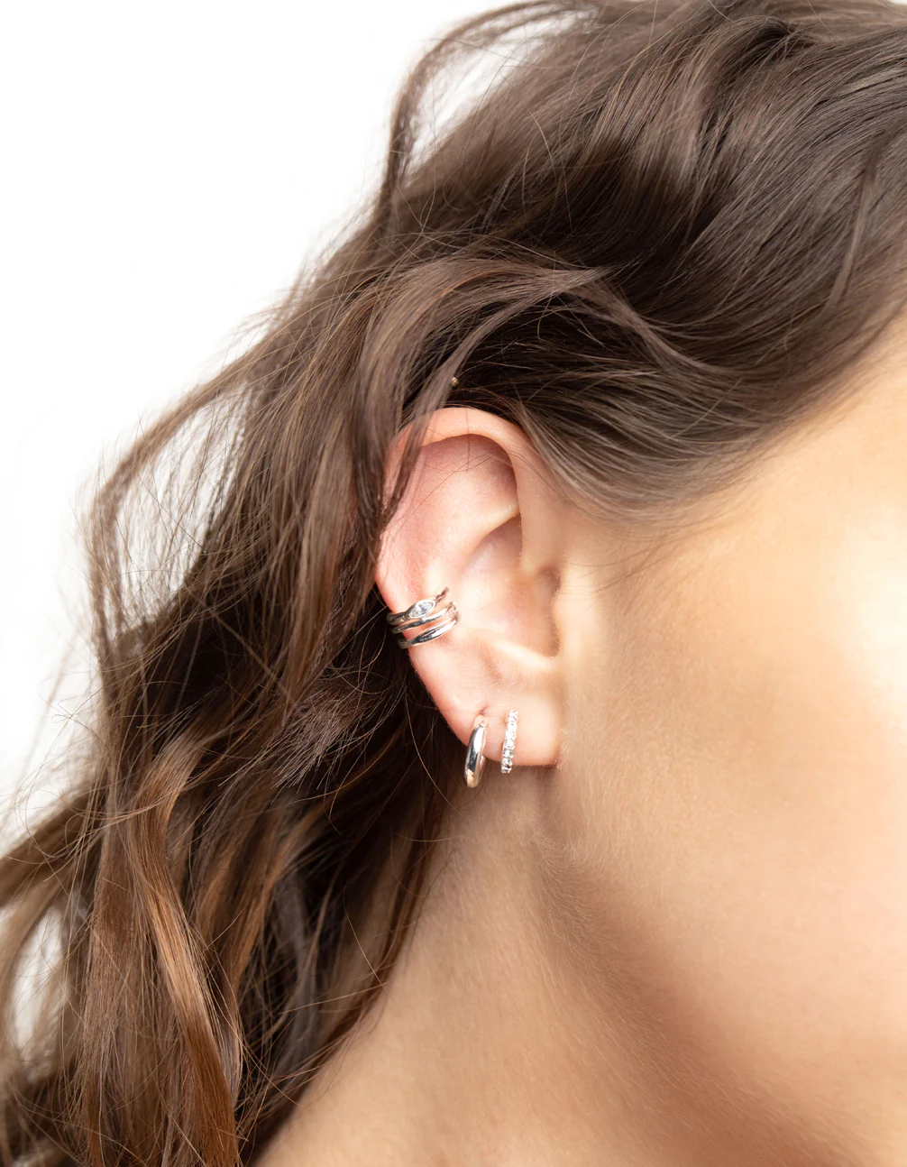 Silver Plated Diamante Hoops 5-Pack - Image 2