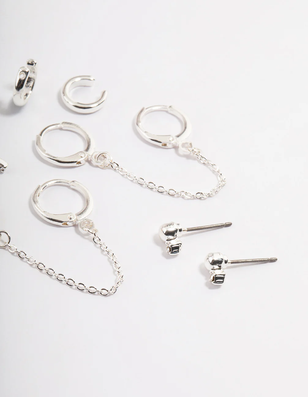 Silver Diamante Huggie Chain Earrings 5-Pack - Image 3