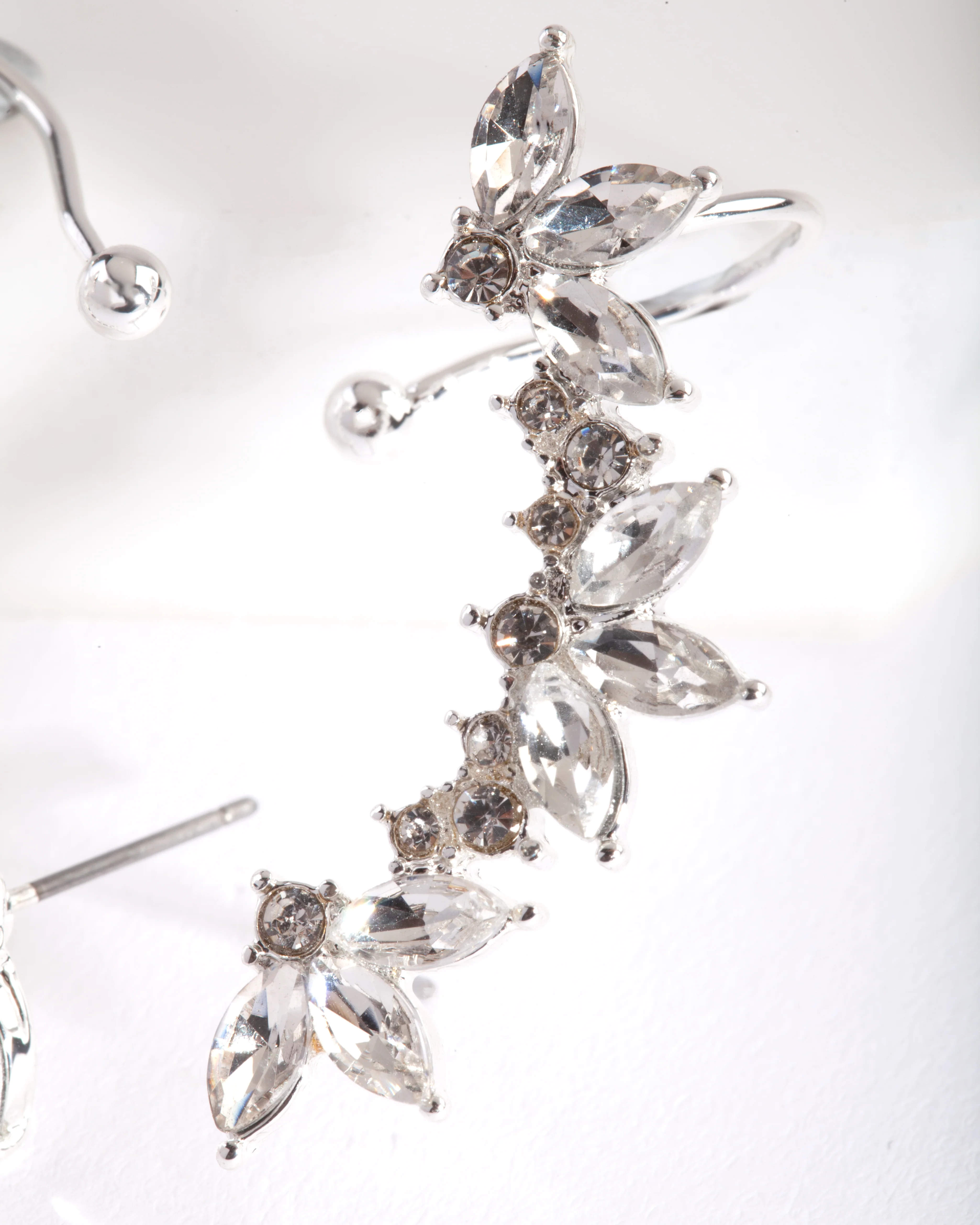 Silver Diamante Leaf Ear Cuff - Image 2