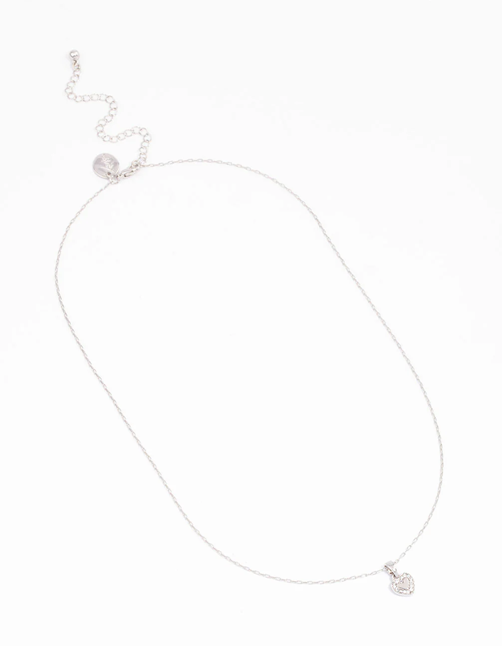 Silver Diamante Mini Heart Pendant Necklace - Image 2