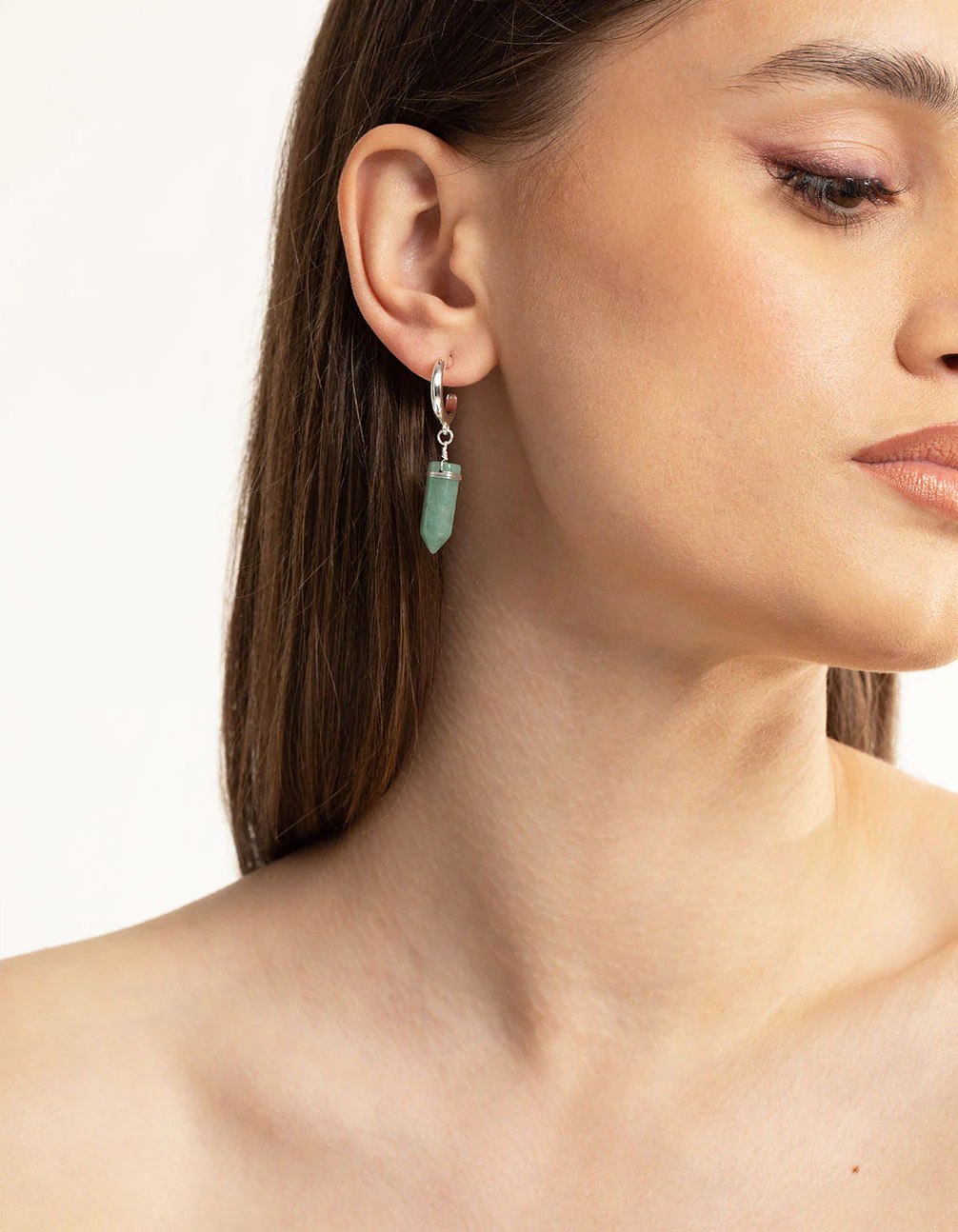 Green Fluorite Shard Hoop Earrings - Image 2
