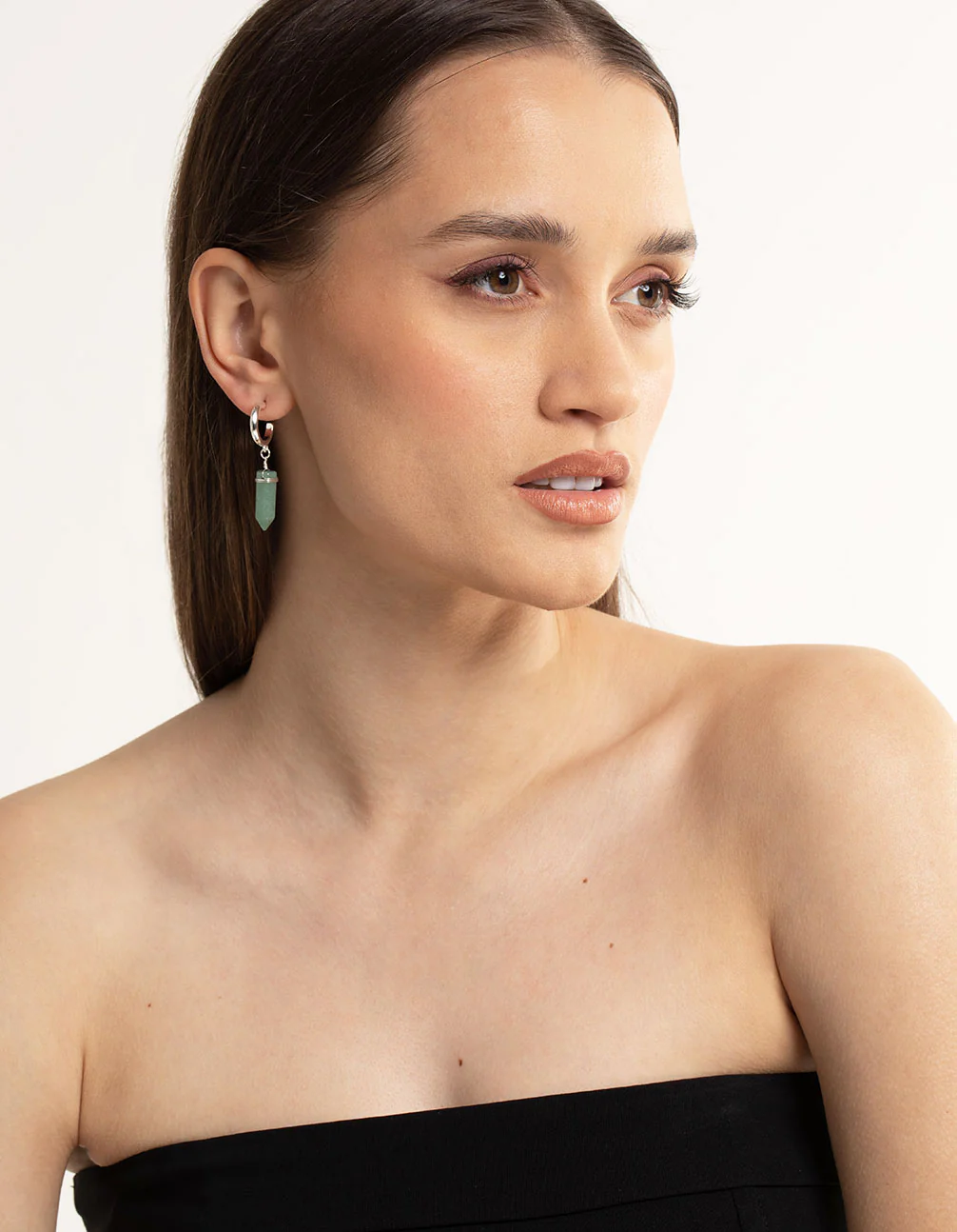 Green Fluorite Shard Hoop Earrings - Image 3
