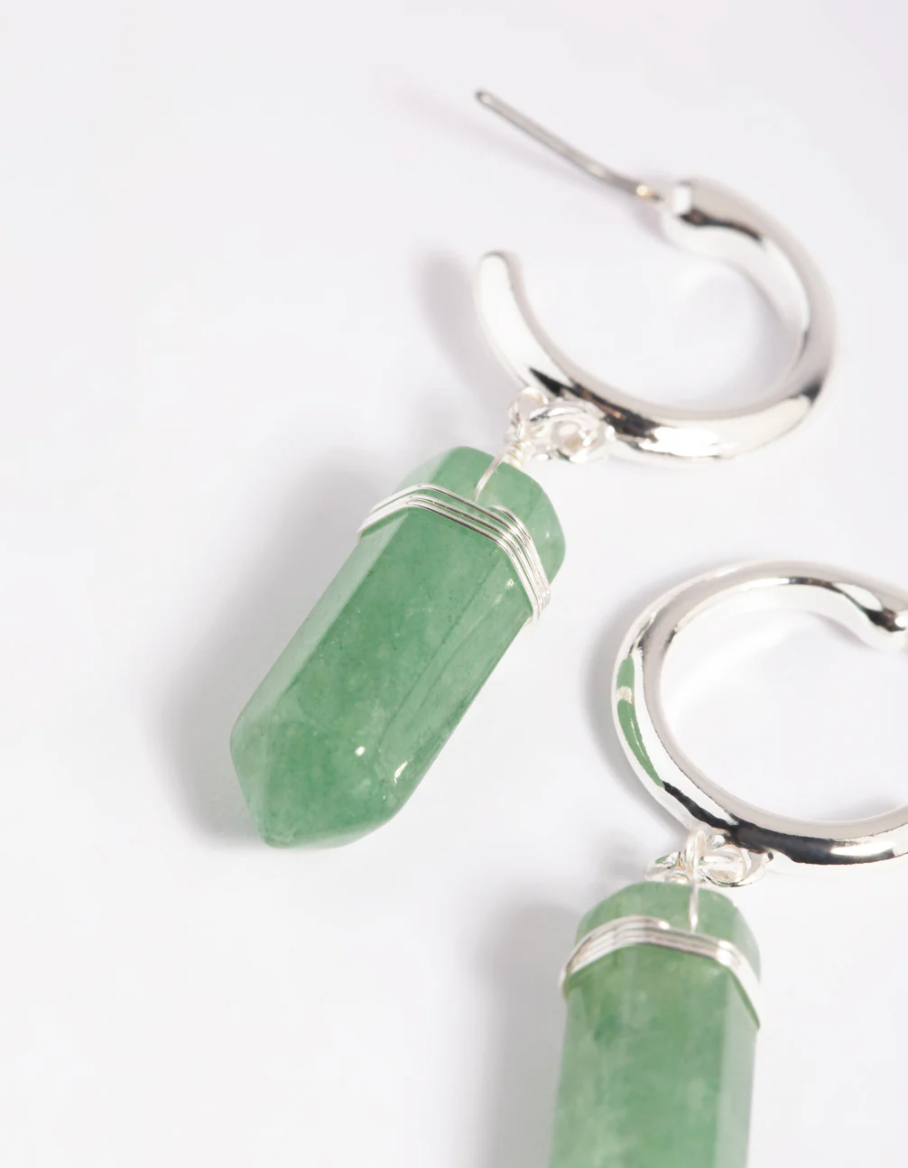 Green Fluorite Shard Hoop Earrings - Image 4