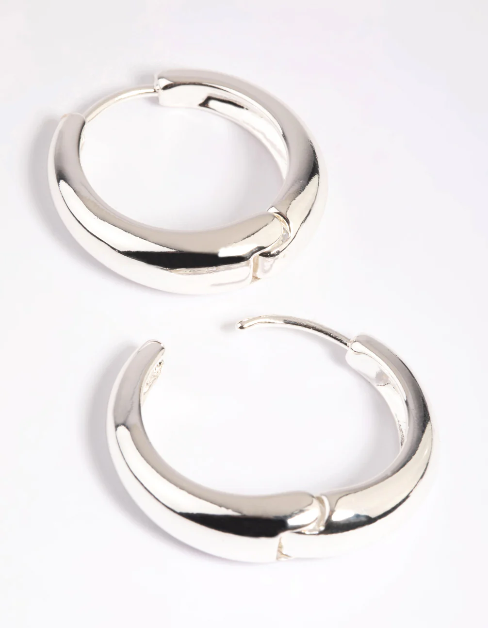 Silver Large Huggie Hoop Earrings - Image 3