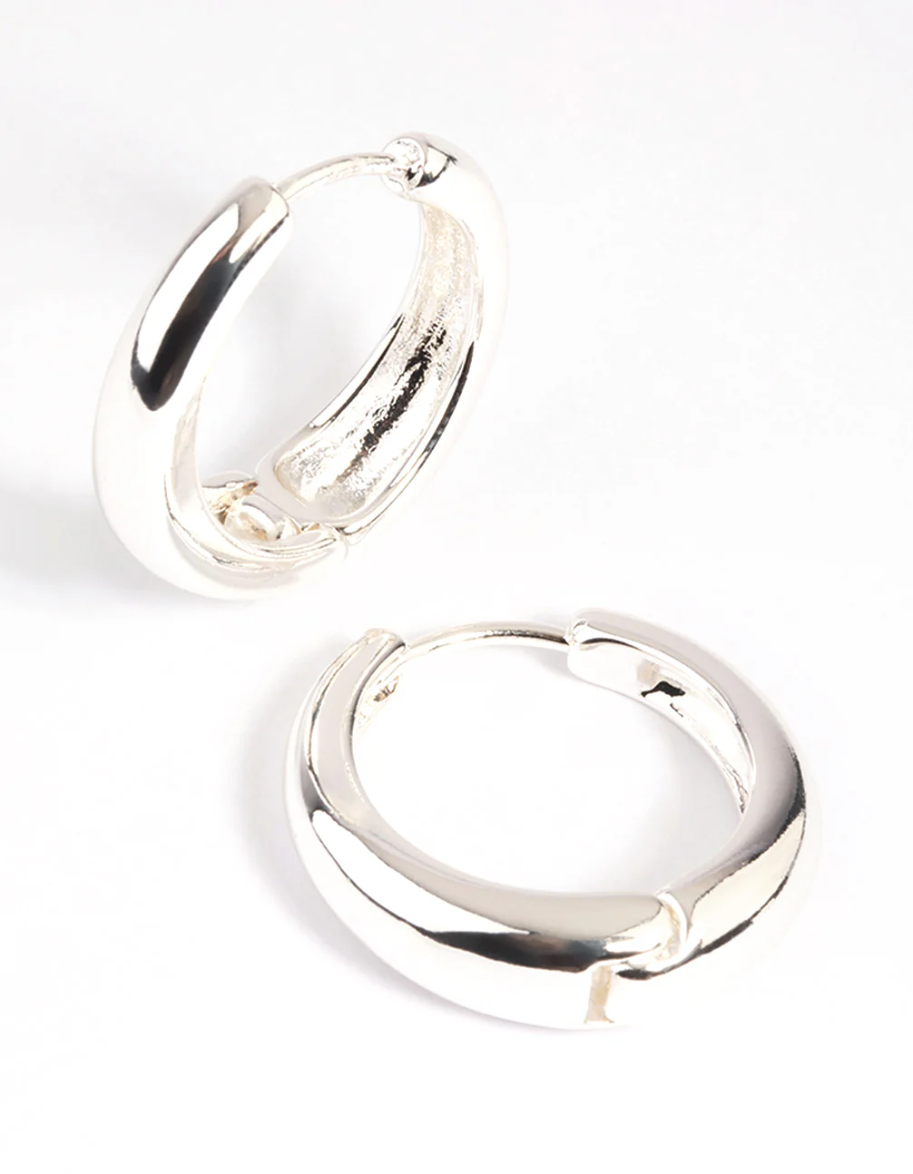 Silver Large Huggie Hoop Earrings - Image 4