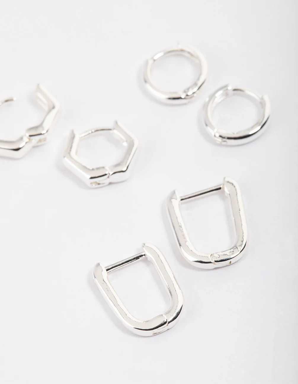 Silver Mini Shape Huggie Earrings Pack - Image 2