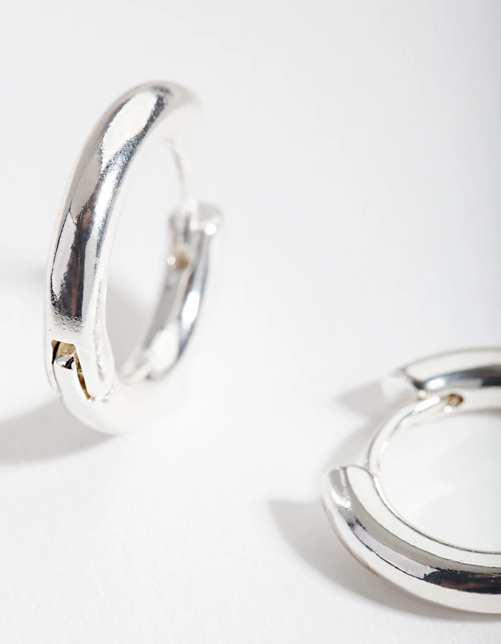 Silver Simple Polished Hoop Earrings - Image 2